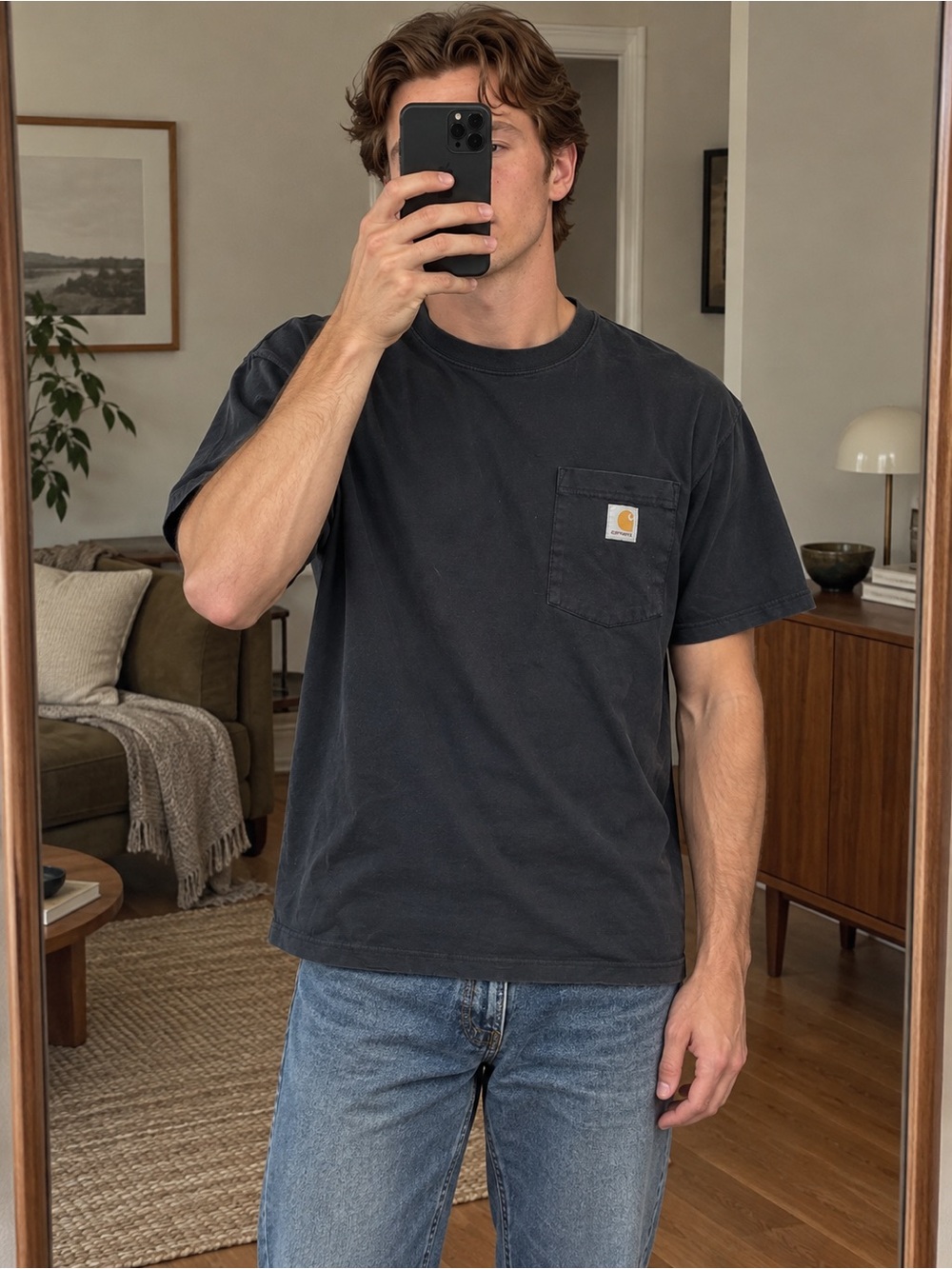 Carhartt Black Short-Sleeve Pocket Tee relaxed fit men’s medium